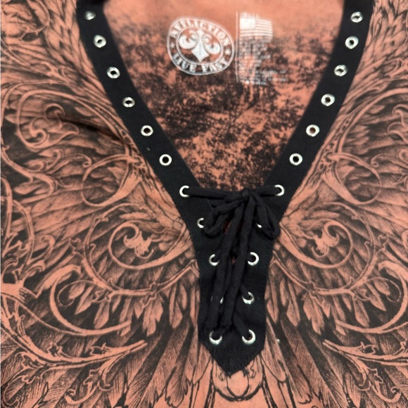 Affliction Women's Long Sleeve Tee with Wing Design - Picture 4 of 4